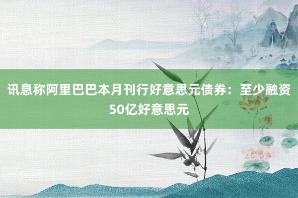 讯息称阿里巴巴本月刊行好意思元债券：至少融资50亿好意思元