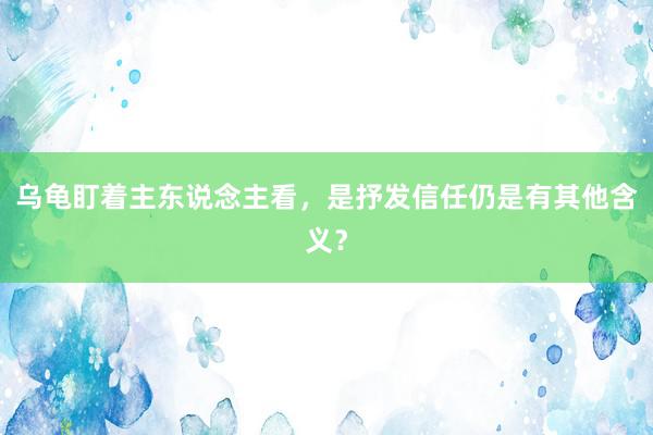 乌龟盯着主东说念主看，是抒发信任仍是有其他含义？